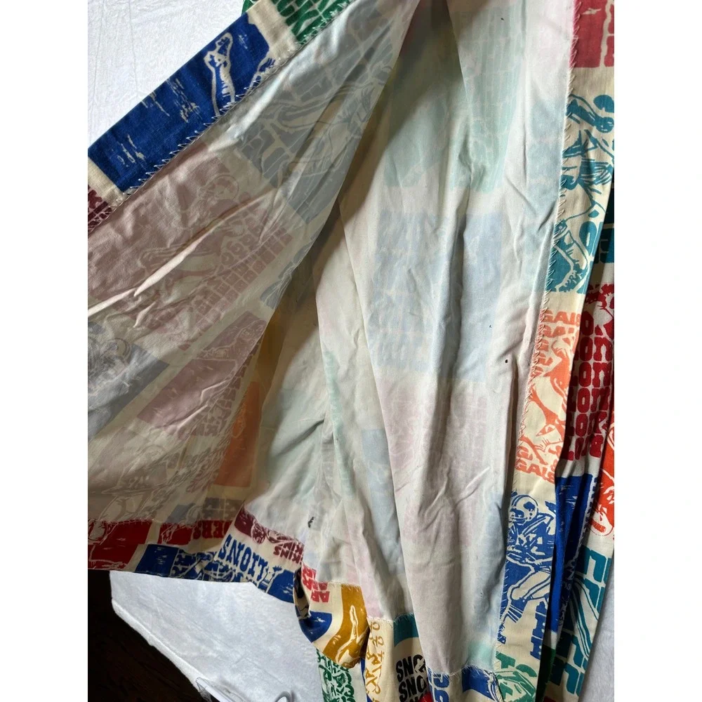 Vintage 70s NFL Curtain 60x60 Football Teams Multi Color Retro Decor 0563
